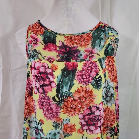 Signature Robbie Bee Womens Dress 14P Multicolor Floral Chiffon Sleeveless Lined - Picture 3 of 13